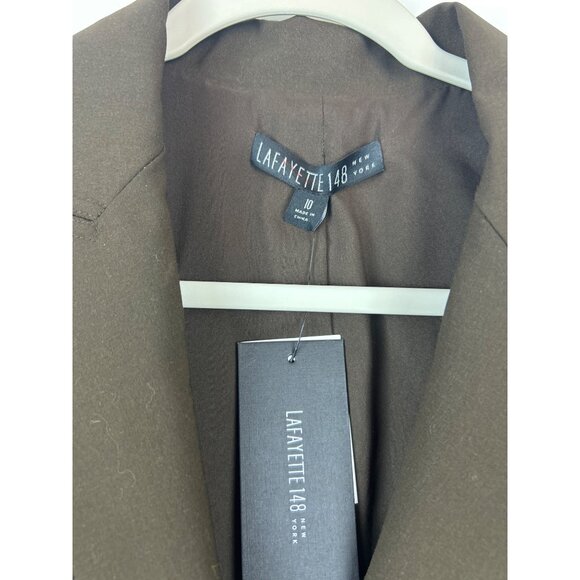 NWT Lafayette 148 New York Women Espresso Brown Wool Two-Button Blazer Jacket 10 - Picture 7 of 16